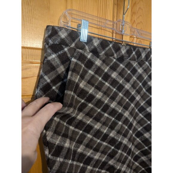 Tory Burch Skirt Womens L Plaid Wool Brown & Black Preppy Office - Picture 2 of 13